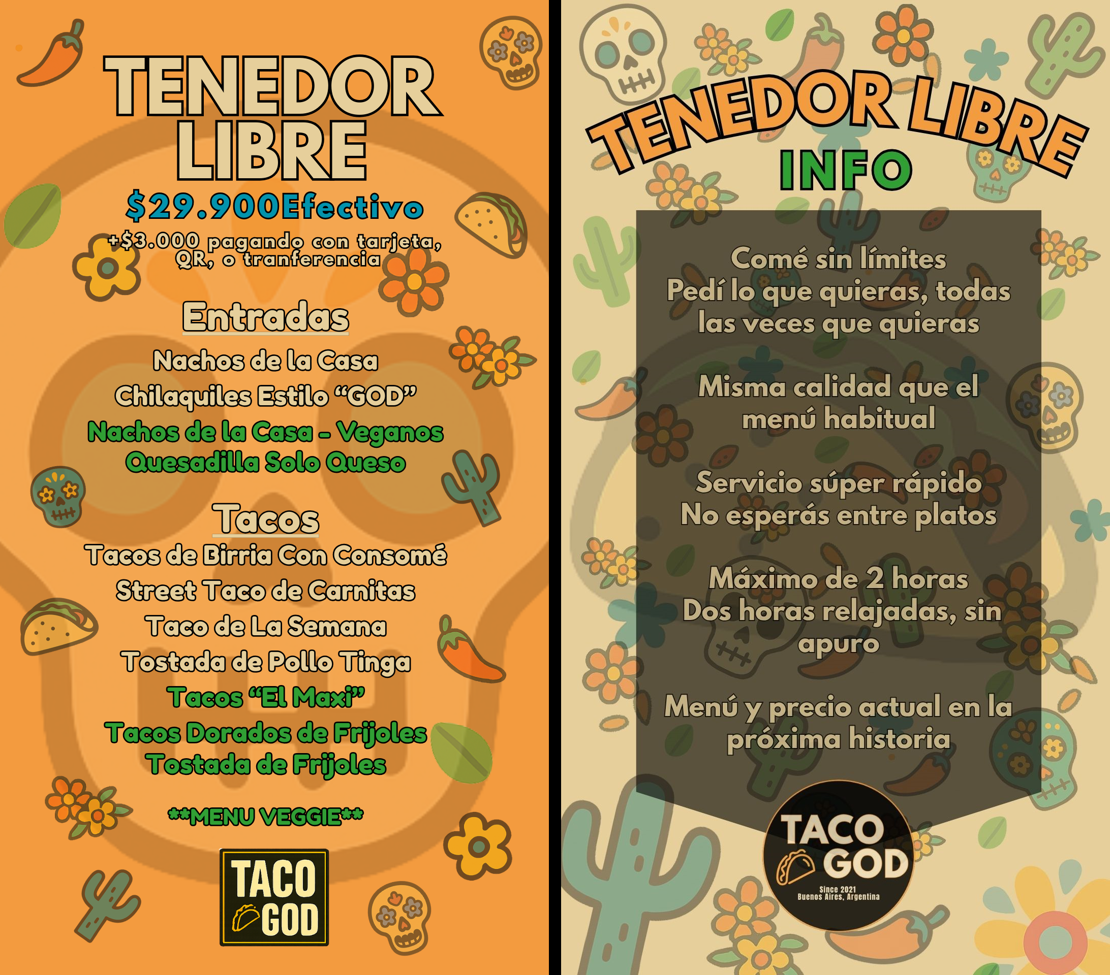 Menú Tenedor Libre